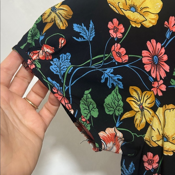 Maeve Anthropologie Bloedel Dress Floral Butterfly Print Ruffle Detail sz 12 - Picture 7 of 11